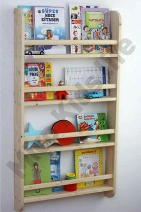 Montessori Çocuk Odası Kitaplığı Ahşap Ham Verniksiz Doğal Kitaplık 100*50*9