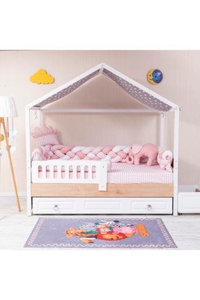 Minibaby Pembe Filli 3’lü Örgü Montessori Bebek Çocuk Uyku Seti 90x190-100x200