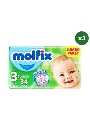 molfix bebek bezi 3 numara 34 lu x 3 adet 102 adet fiyati yorumlari trendyol