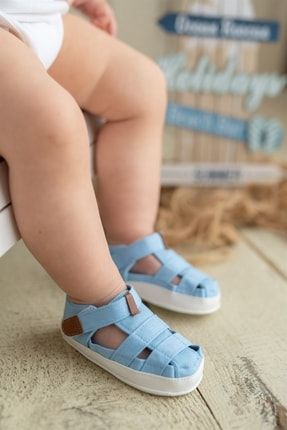 Mavi Bebek Cırt Cırtlı Sandalet Patik