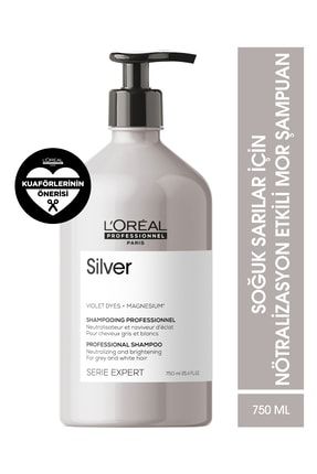Serie Expert Silver Çok Açık Sarı, Gri Ve Beyaz Saçlar Için Renk Dengeleyici Mor Şampuanı 750ml