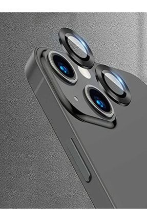 Iphone 13/13 Mini Uyumlu Alüminyum Alaşım Tempered Glass Kamera Lens Koruyucu(2'li Set) Black oneeye00013