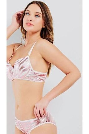 Pudra Dantel Korseli Transparan Detaylı Bralet Sütyen Külot Takımı - 299,90  TL - BRA 