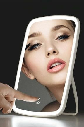 Masaüstü Dokunmatik Makyaj Aynası Led Işıklı Beyaz Renk Make Up Mirror