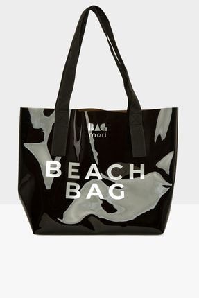 Siyah Kadın Beach Bag Baskılı Şeffaf Plaj Çantası M000007257