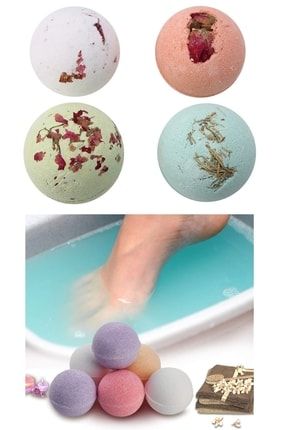 El Yapımı 7'li Pedikür Terapi Peeling Doğal Nem Bombası Seti Ayak Banyosu Topu Hediye Kutusu