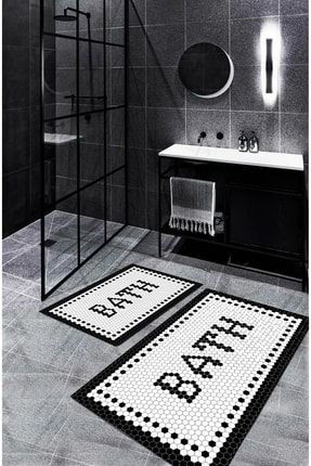 Black Bath Yıkanabilir 2li Banyo Halısı Paspas Klozet Takım