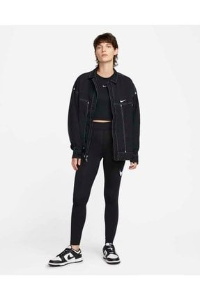 Nike Sportswear Swoosh Siyah Renk Yuksek Belli Kad n Tayt