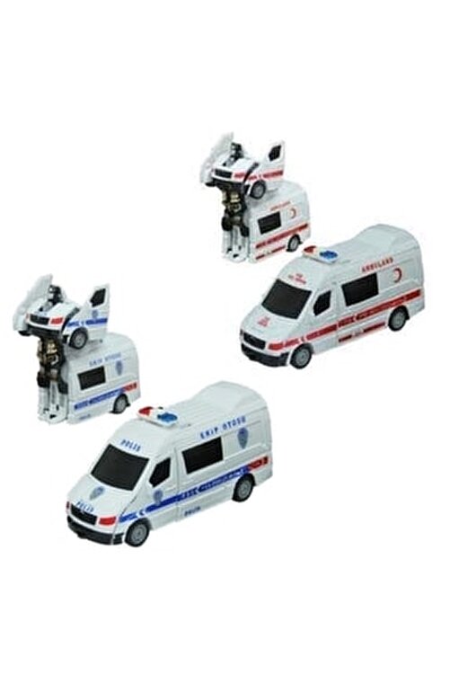Robota Dönüşen Polis Arabası Robot+robota Dönüşen Ambulans Robot adm7321