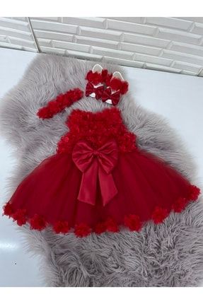 Kırmızı Çiçekli Kolsuz Elbise Seti