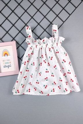 Kız Bebek Kiraz Desenli Elbise