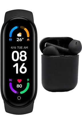 M4 Akıllı Bileklik I12 Siyah Bluetooth Kulaklık Ios Android Uyumlu Set