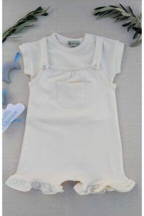 Kız Bebek Krem Lüks Askılı Elbise Set