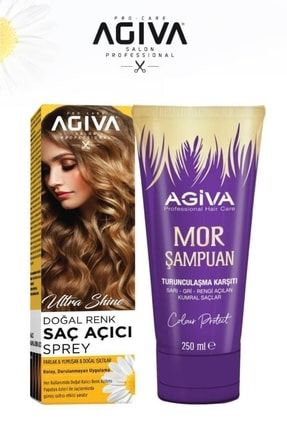 Ultra Shine Doğal Renk Saç Açıcı Sprey Mor Şampuan Seti