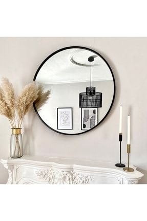 Ayna / Dekoratif Ayna / Yuvarlak Ayna / Banyo Ayna / Makyaj Ayna / Duvar Ayna / Flora Roma (SİYAH)