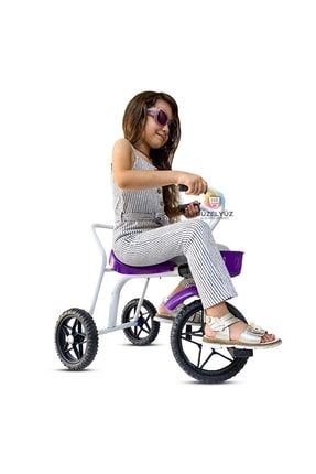 3 Teker Demir Çocuk Bisikleti Metal Bisiklet Üç Tekerlekli Mor Süper Oyuncak