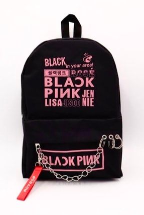 Black Pink Temalı Piersing Ve Zincir Detaylı Sırt Çantası Okul Çantası