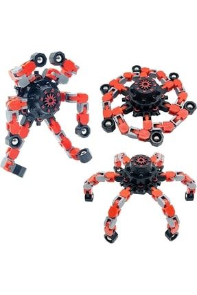 Kırmızı Fidget Spinners Dönüştürülebilir Zincir Robot Oyuncak Stres Çarkı 1 Adet