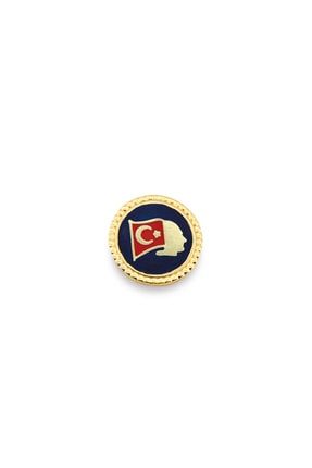 Altın Kaplama Atatürk Figürlü Türk Bayrağı Rozet