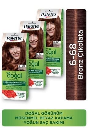 Kalıcı Doğal Renkler Saç Boyası 6-68 Bronz Çikolata X 3 Adet