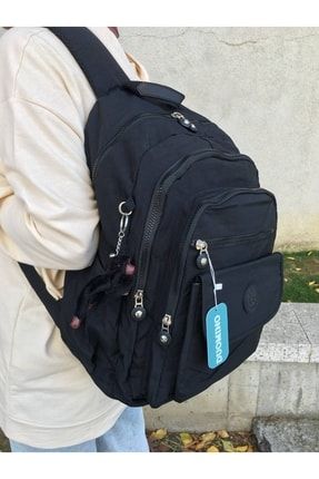 Fcstore Krinkıl Kumaş Suya Dayanıklı Büyük Boy Siyah Klinkır Sırt Çantası/laptop Seyahat Okul Çanta