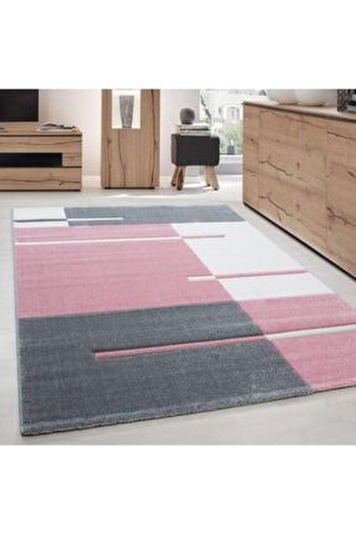 ayyildiz modern desenli oymali hali kareli ve cizgili gri pembe fiyati yorumlari trendyol