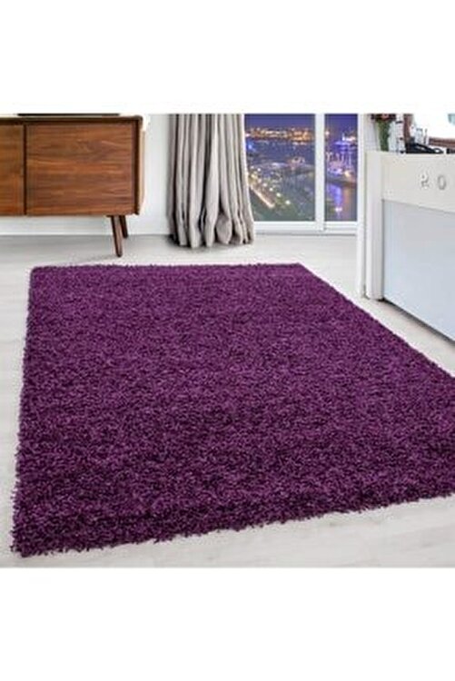 ayyildiz shaggy hali 50 mm hav yuksekliginde duz mor lila renginde fiyati yorumlari trendyol