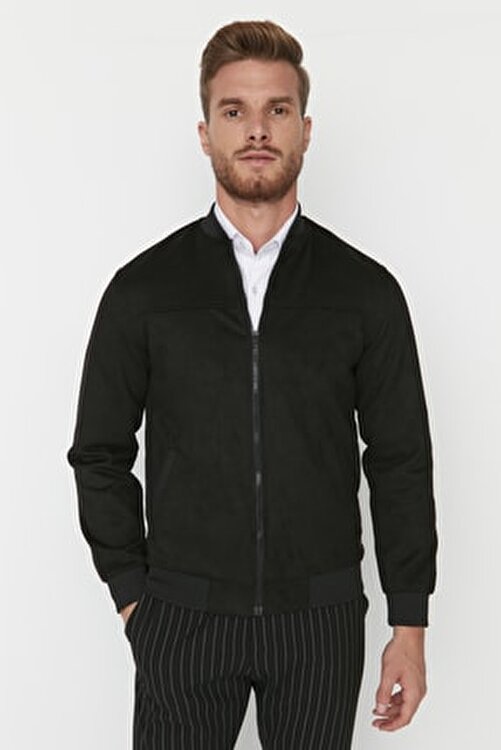 Siyah Erkek Regular Fit Süet Mont TMNAW22MO0123
