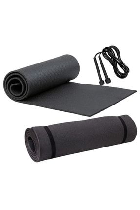 Siyah Pilates Minderi Ve Yoga Egzersiz Matı 6,5mm + Atlama Ipi