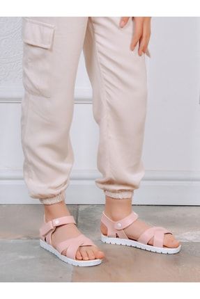Kız Çocuk Çapraz Yumuşak Tabanlı Cırt Cırt Bağlamalı Sandalet Mor10092