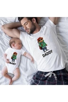 Teddy Sevimli Ayı Baba Bebek Tshirt Zıbın(tekürünfiyatıdır Kombinyapmak Için 2 Adet Sepeteekleyiniz)