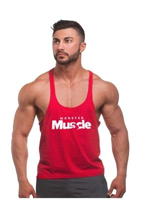 Monster Muscle Gym Fitness Tank Top Sporcu Atleti [kırmızı]
