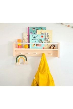 Ahşap Çocuk Odası Bebek Odası Montessori Raf, Kitaplık, Modern Askılık 50cm