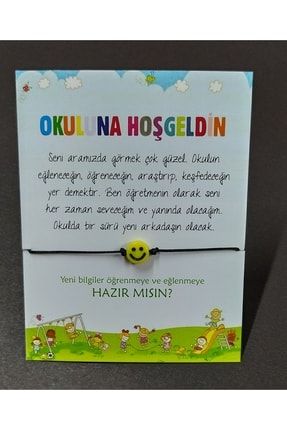 Okula, Sınıfına Hoşgeldin Hediyesi Ipli Gülen Yüzlü Bileklik 25 Adet Okul Hediyesi