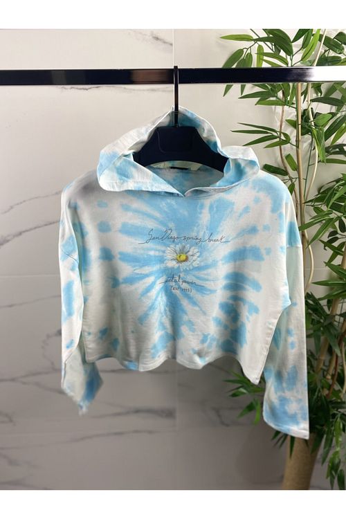 Slycollection Kadin Batik Bebek Mavisi Desenli Sweatshirt Fiyati Yorumlari Trendyol