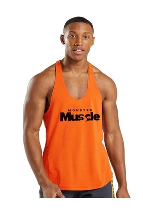 Monster Muscle Gym Fitness Tank Top Sporcu Atleti [turuncu]