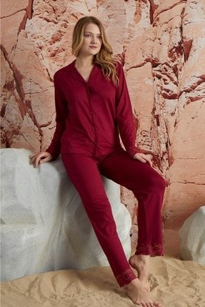 Dreamy Dantel Detaylı Uzun Kollu Gömlek Pijama Takımı