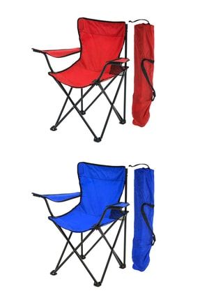 2'li Rejisör Kamp Sandalyesi Piknik Sandalyesi Katlanır Sandalye Taşıma Çantalı 1 Kırmızı 1 Mavi