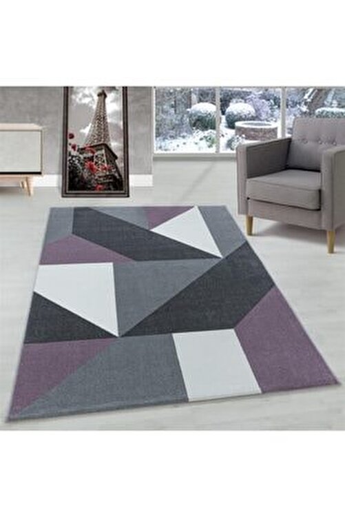 ayyildiz modern geometrik desenli hali yumusak lila gri siyah beyaz renklerde fiyati yorumlari trendyol