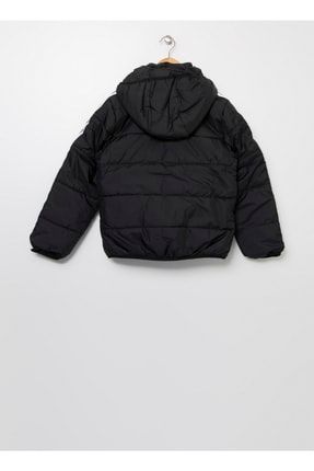 adidas Padded Jacket Siyah Beyaz Kap on Yaka Erkek ocuk Mont