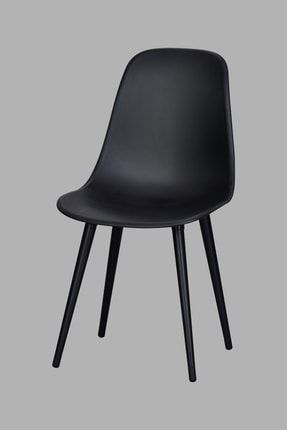 Eames Siyah Ahşap Ayak Plastik Siyah Sandalye