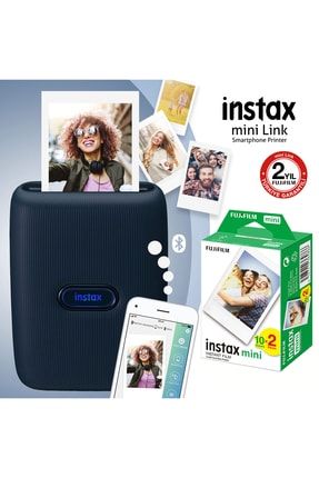 Instax mini Link Mavi Akıllı Telefon Yazıcısı ve 20'li mini Film