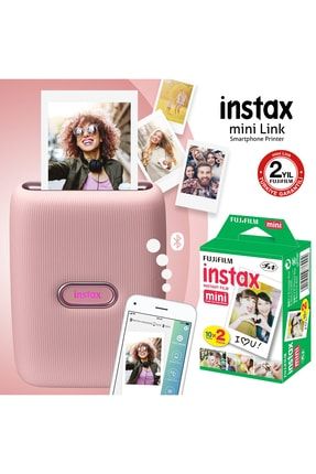 Instax mini Link Pembe Akıllı Telefon Yazıcısı ve 20'li mini Film