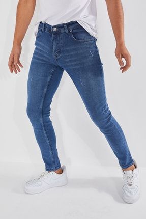 Newtime Erkek Jeans Skinny Fit Likral T rnakl Mavi Fiyat Yorumlar Trendyol