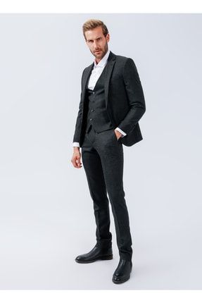 Normal Bel Slim Fit Antrasit Erkek Takım Elbise Tk1020000232
