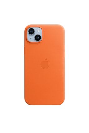 Iphone 14 Plus Için Magsafe Özellikli Deri Kılıf - Turuncu