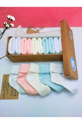 Yumuşak Renkli Organik Kız Yenidoğan Bebek Çorabı 0-6 Ay