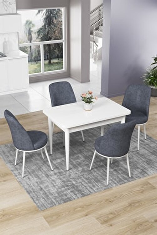 canisa concept nil serisi beyaz sabit yemek masasi mutfak masa takimi 4 fume sandalye fiyati yorumlari trendyol