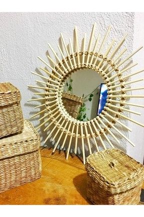 Çiçek Bambu Ayna Duvar Aynası Konsol Aynası Dekoratif Ayna Çocuk Odası