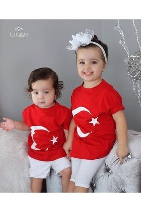 Kids Türk Bayraklı Kırmızı Pamuklu Çocuk T-shirt unisex